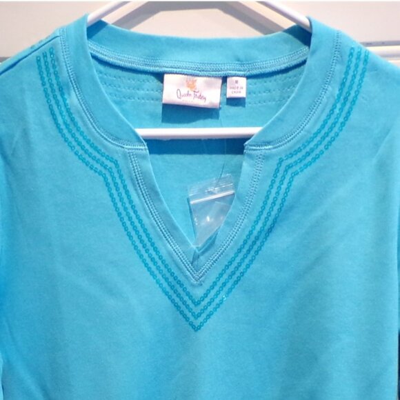 QUACKER FACTORY vintage 1990's T-SHIRT-Blue Sequins - Picture 2 of 3